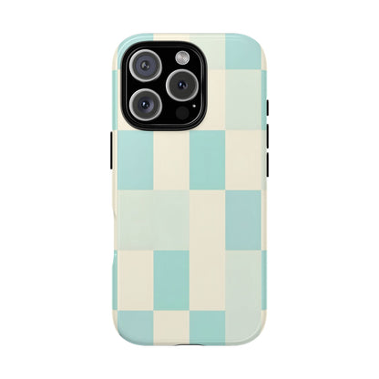 Pastel Checkerboard Tough Case – Mint & Cream Protective Phone Cover
