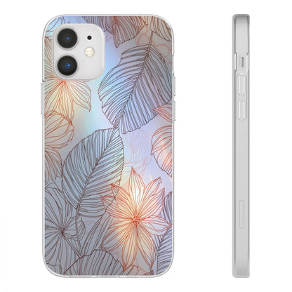 Floral Holographic Phone Case — Iridescent Leaves & Flowers Flexi Case