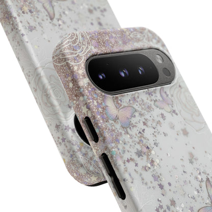 Butterfly Glitter Tough Phone Case — Floral Sparkle Protective Case