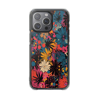 Clear Magnetic Phone Case — Colorful Floral Impact Protection