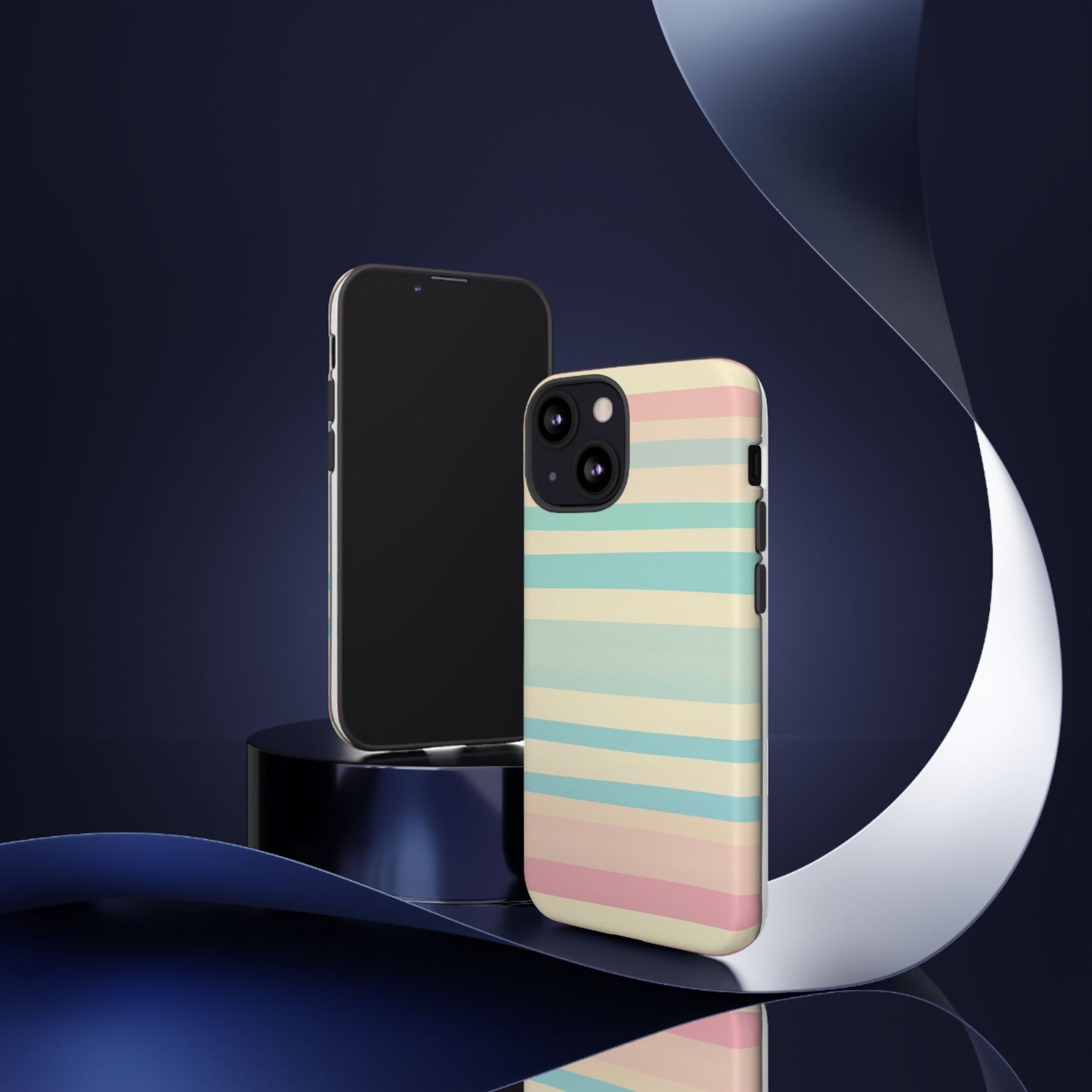 Pastel Striped Tough Phone Case – Protective Retro Rainbow Design