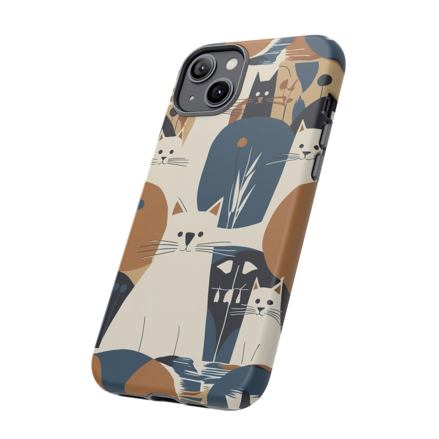 Cat Pattern Phone Case – Retro Abstract Cats Protective iPhone Cover