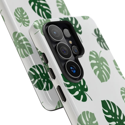 Monstera Leaf Phone Case — Tropical Green Pattern Tough Case