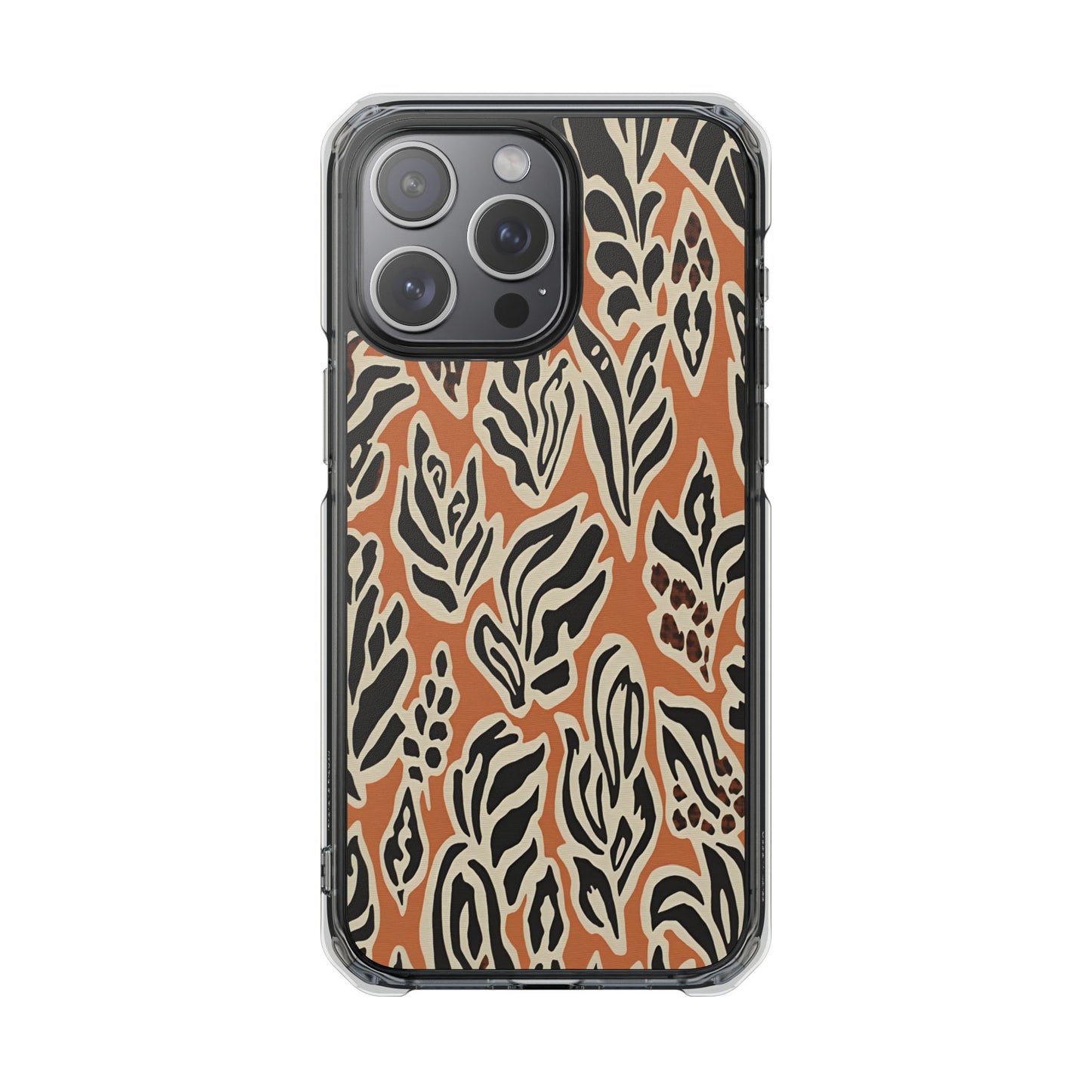 Clear Magnetic Phone Case — Earthy Abstract Leaf Pattern