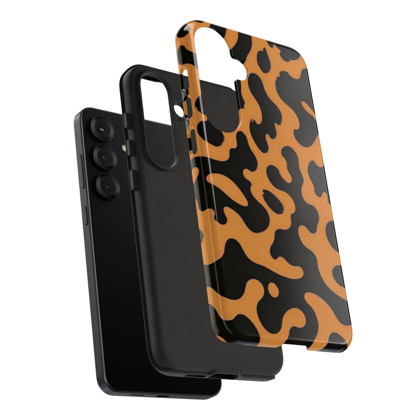 Leopard Print Phone Case — Orange & Black Tough Pattern Protective Cover