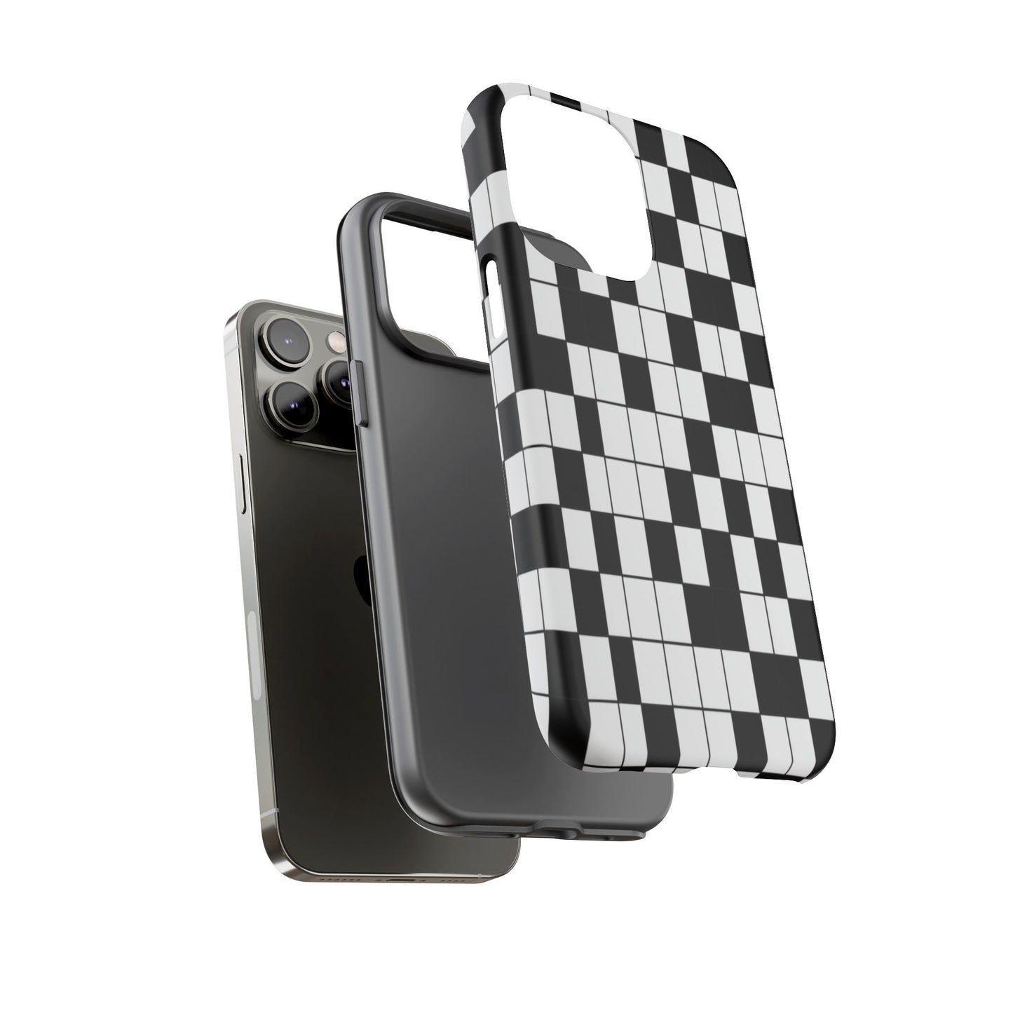 Crossword Grid Phone Case — Black & White Puzzle Pattern Tough Phone Cover