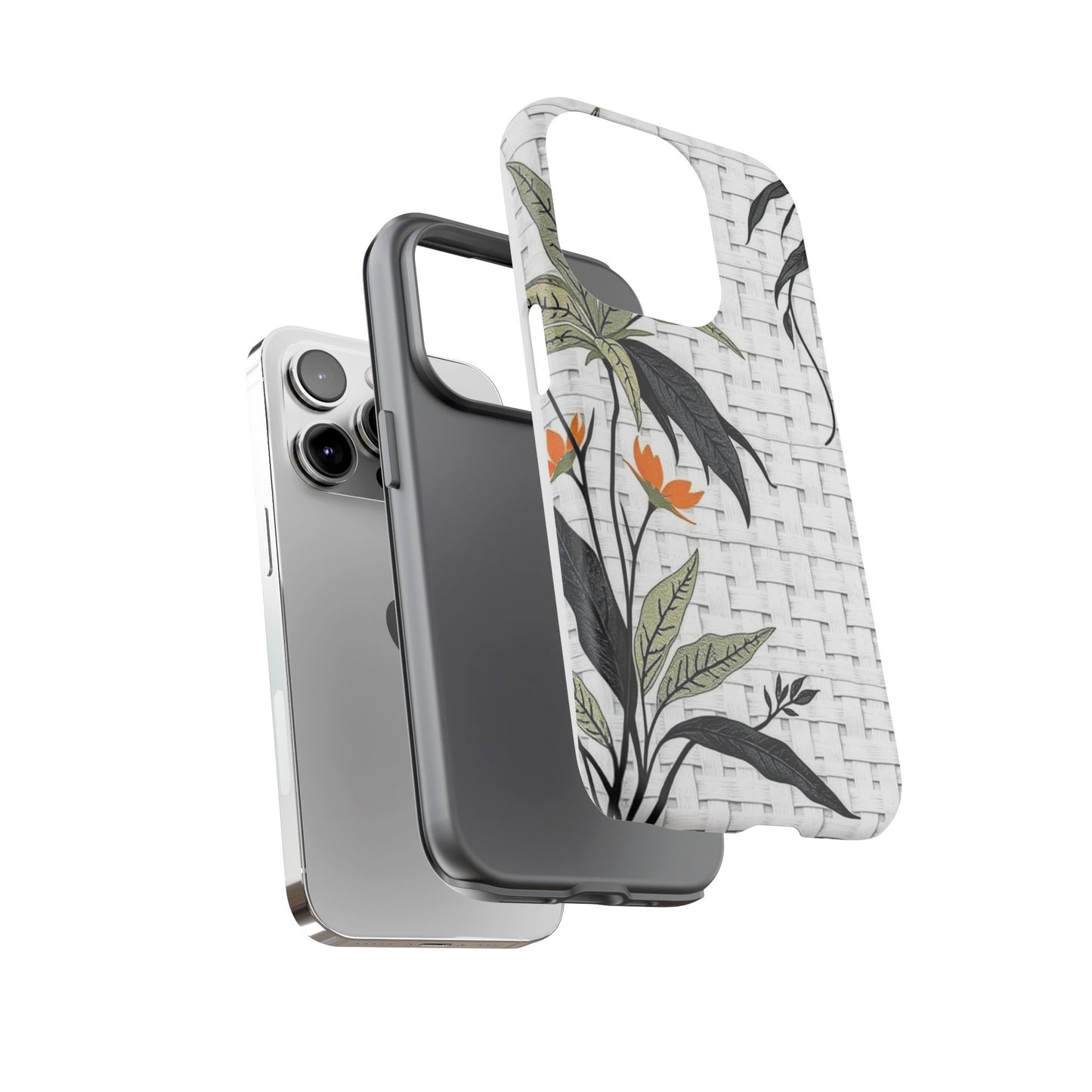 Floral Woven Tough Phone Case — Protective Botanical iPhone Cover