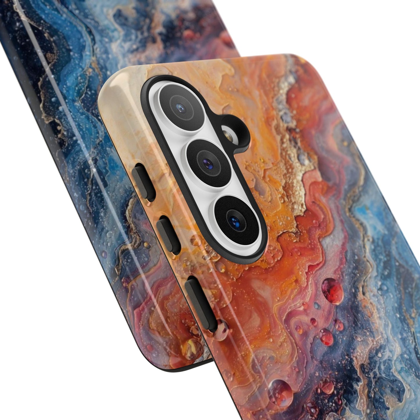 Marbled Galaxy Tough Phone Case — Abstract Blue & Coral Protective Cover