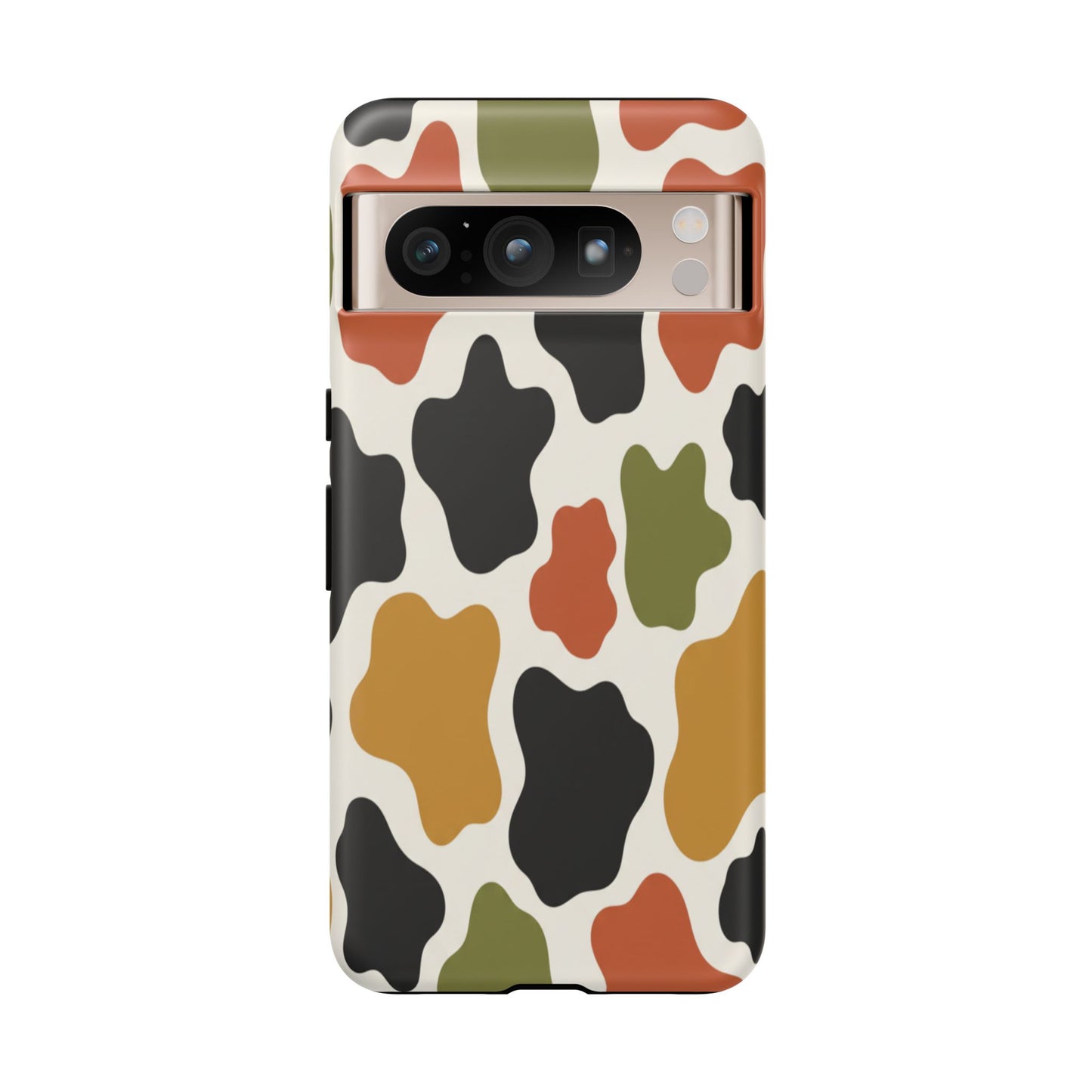 Camouflage Pattern Tough Phone Case – Retro Olive, Rust & Mustard Protective Cover
