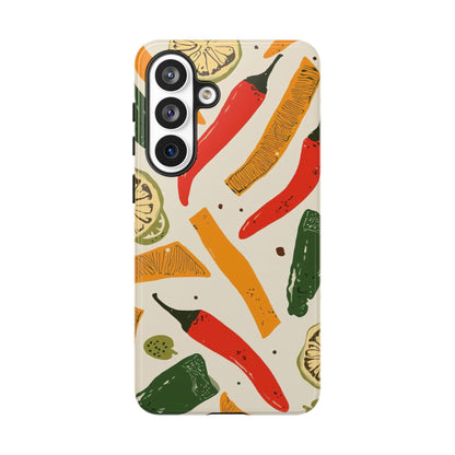 Spicy Peppers Phone Case – Colorful Chili, Lime & Citrus Pattern