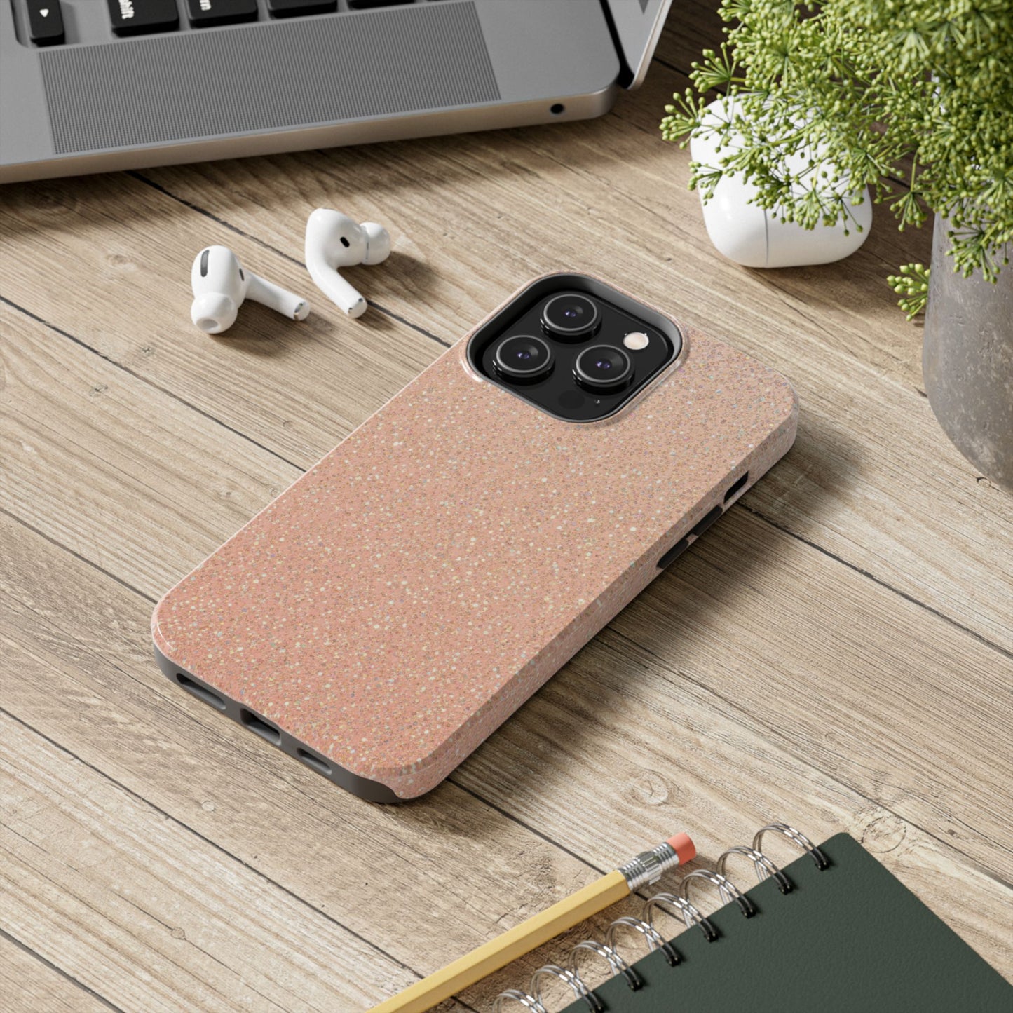 Glitter Rose Gold Tough Phone Case — Sparkling Protective iPhone Cover