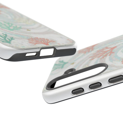 Seafoam Coral Tough Phone Case - Pastel Ocean Wave Design