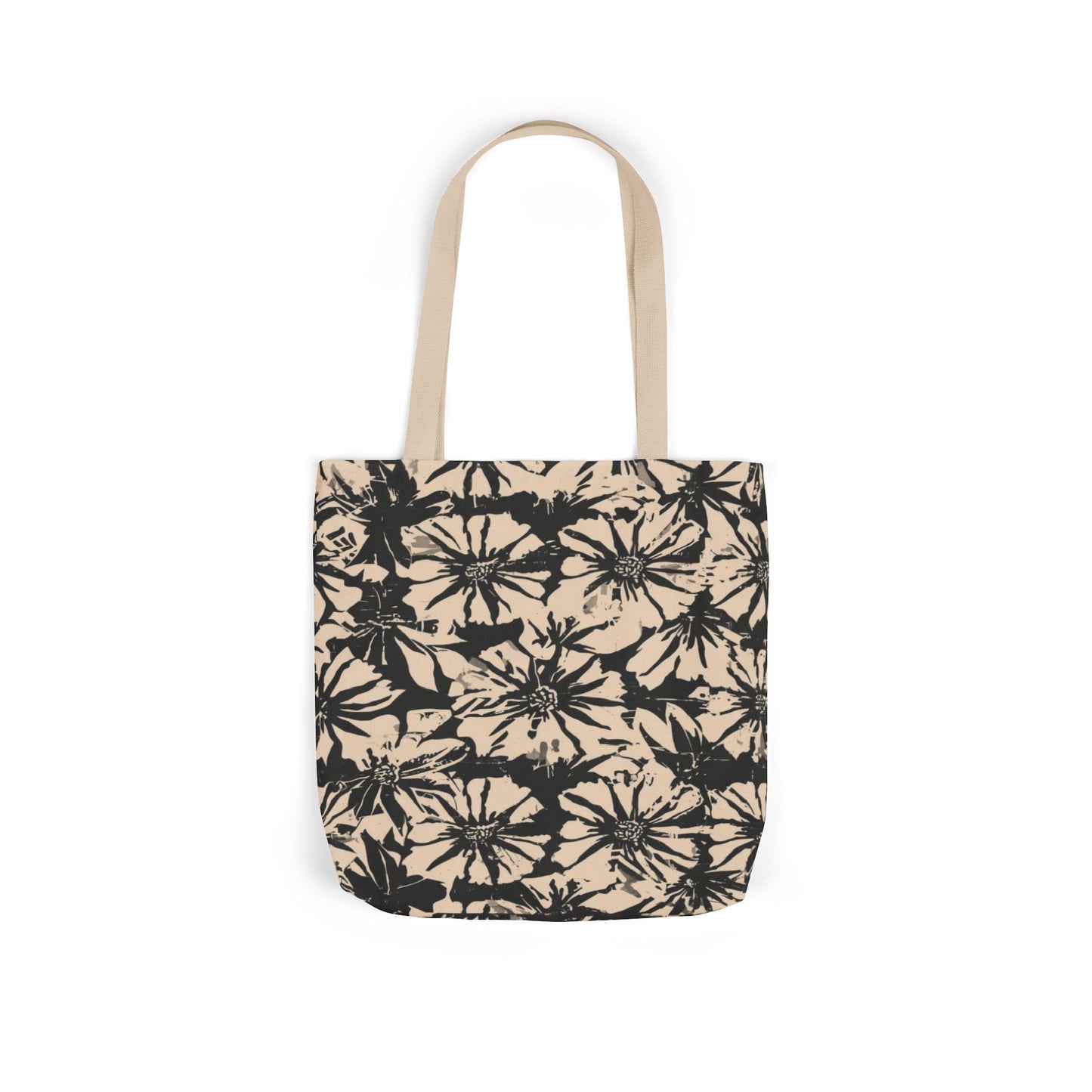 Canvas Tote — Black Floral Tie-Dye Pattern