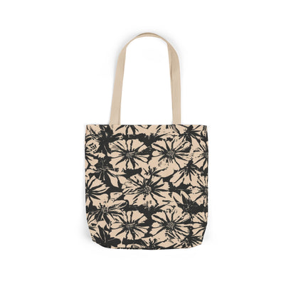 Canvas Tote — Black Floral Tie-Dye Pattern