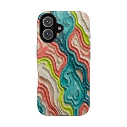 Abstract Contour Phone Case — Colorful Topographic Pattern Tough Case