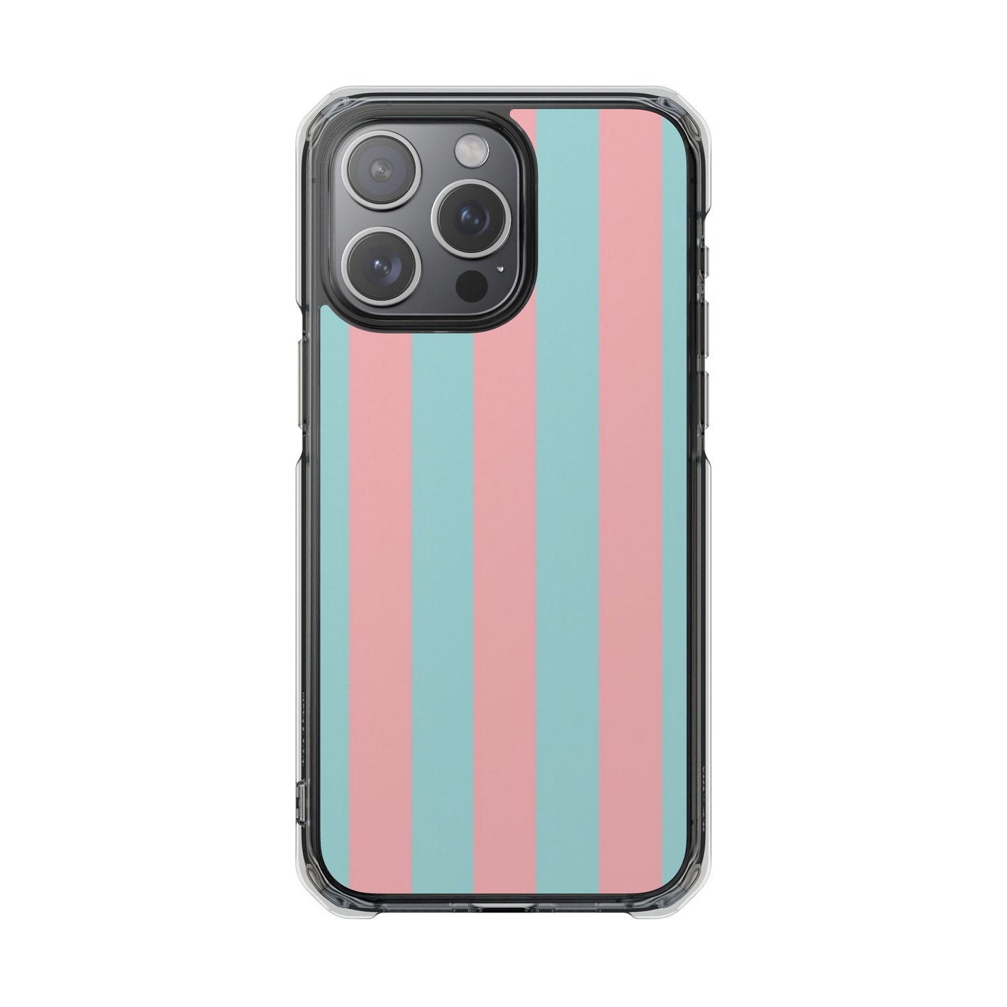 Pink and Blue Stripe Magnetic Clear Phone Case