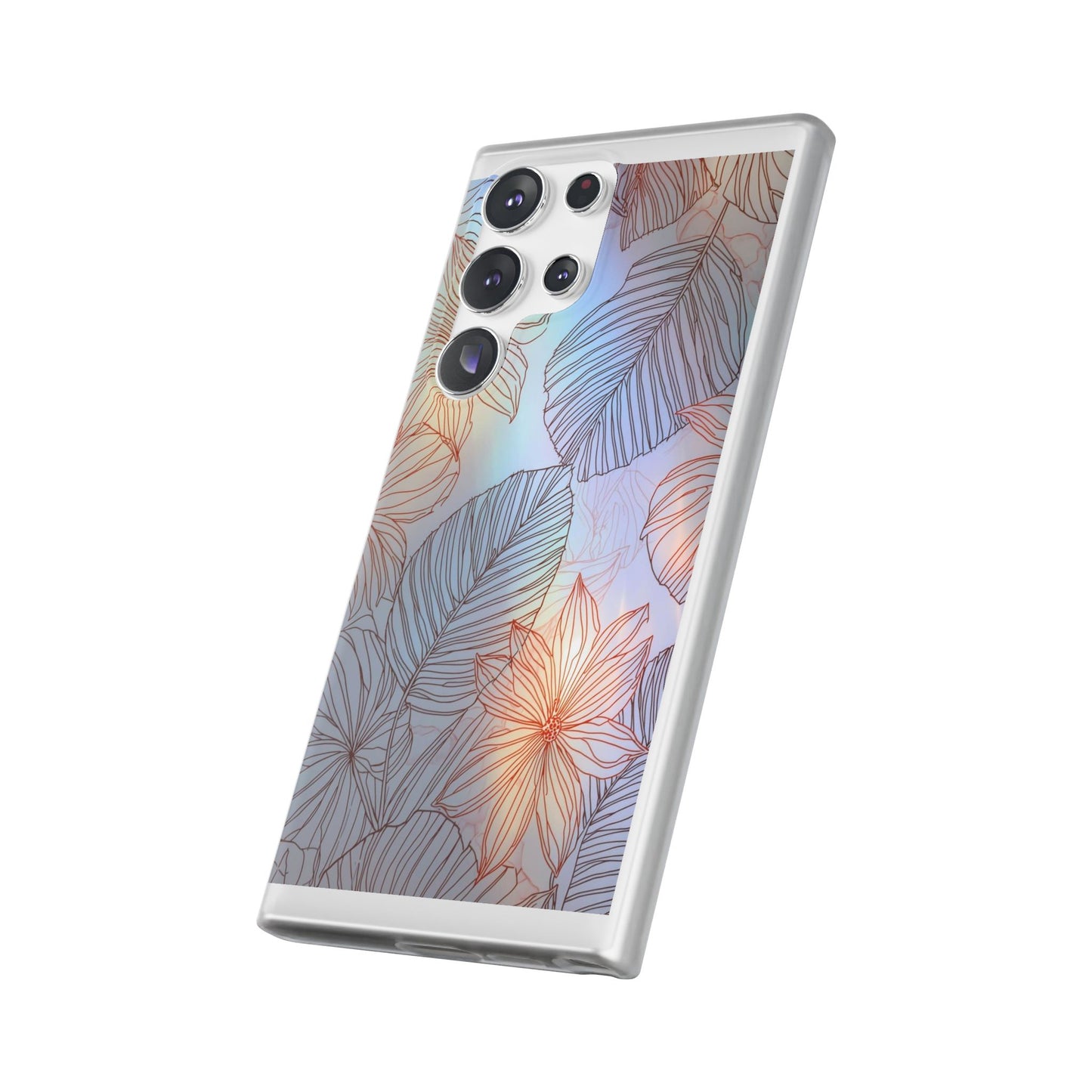 Floral Holographic Phone Case — Iridescent Leaves & Flowers Flexi Case