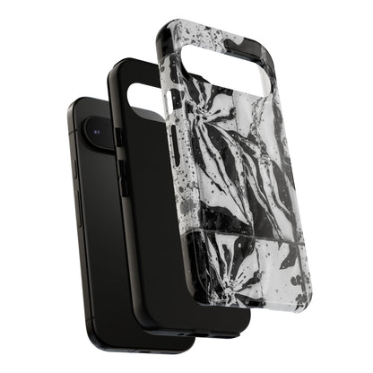 Monochrome Tile Floral Tough Phone Case