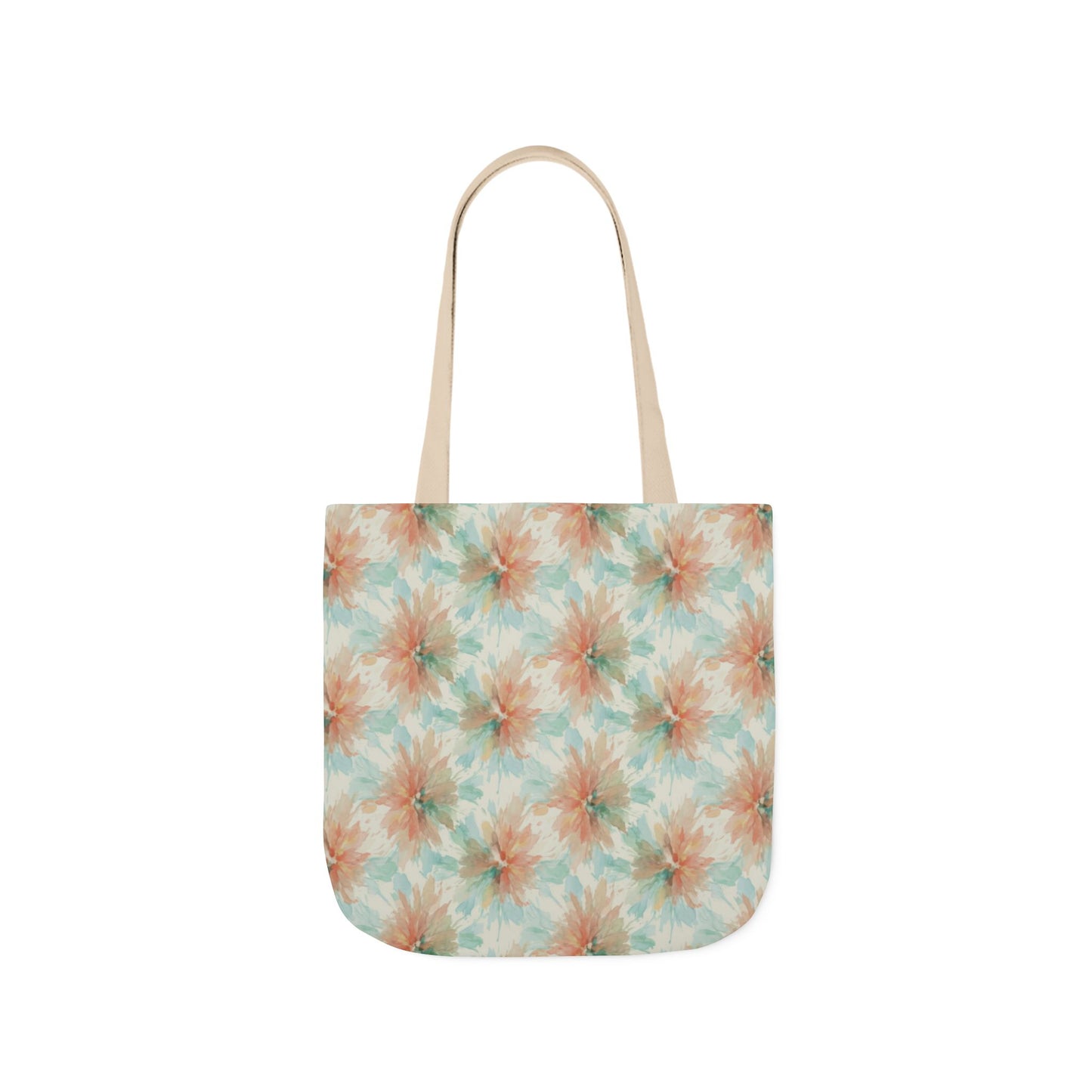 Tie-Dye Floral Canvas Tote Bag — Boho Pastel Market Tote