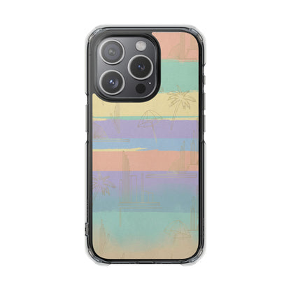 Pastel Stripe Clear Magnetic Impact Phone Case — Retro Beach Vibes