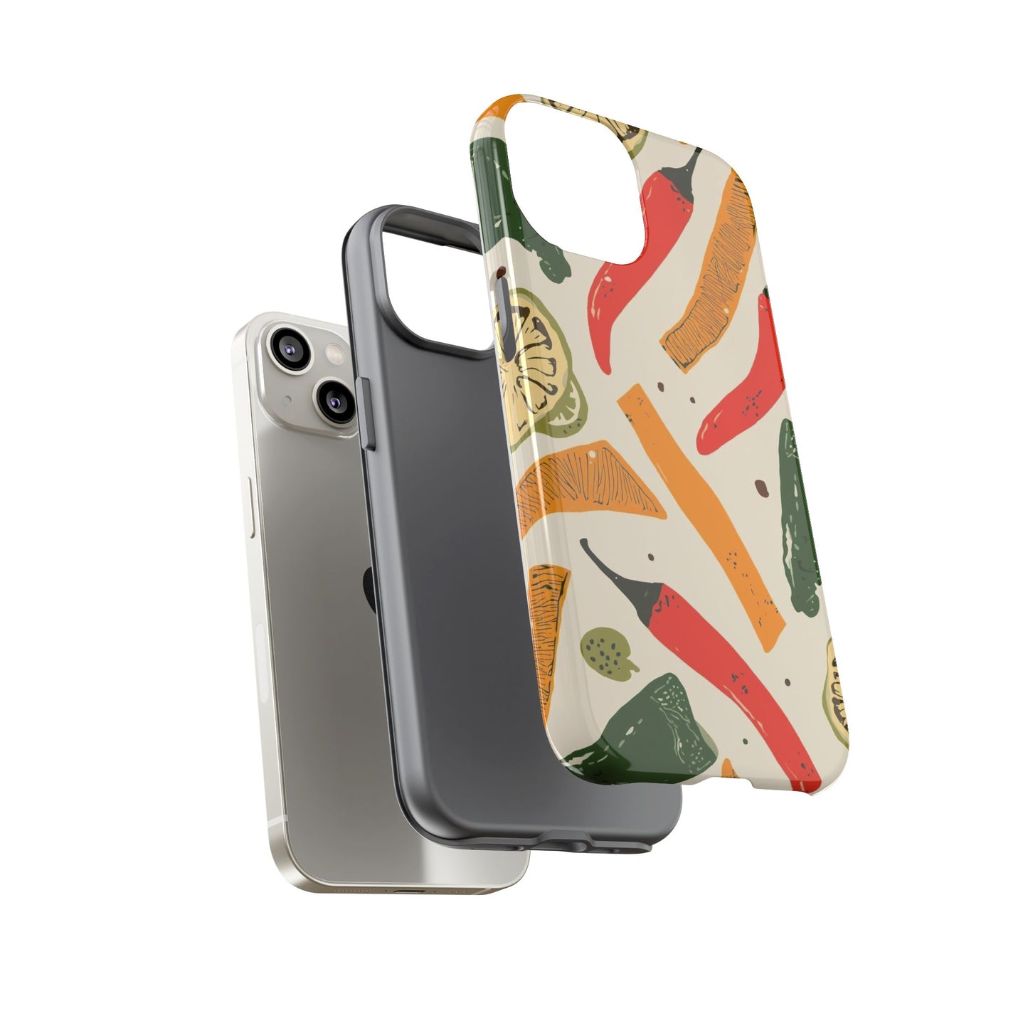 Spicy Peppers Phone Case – Colorful Chili, Lime & Citrus Pattern
