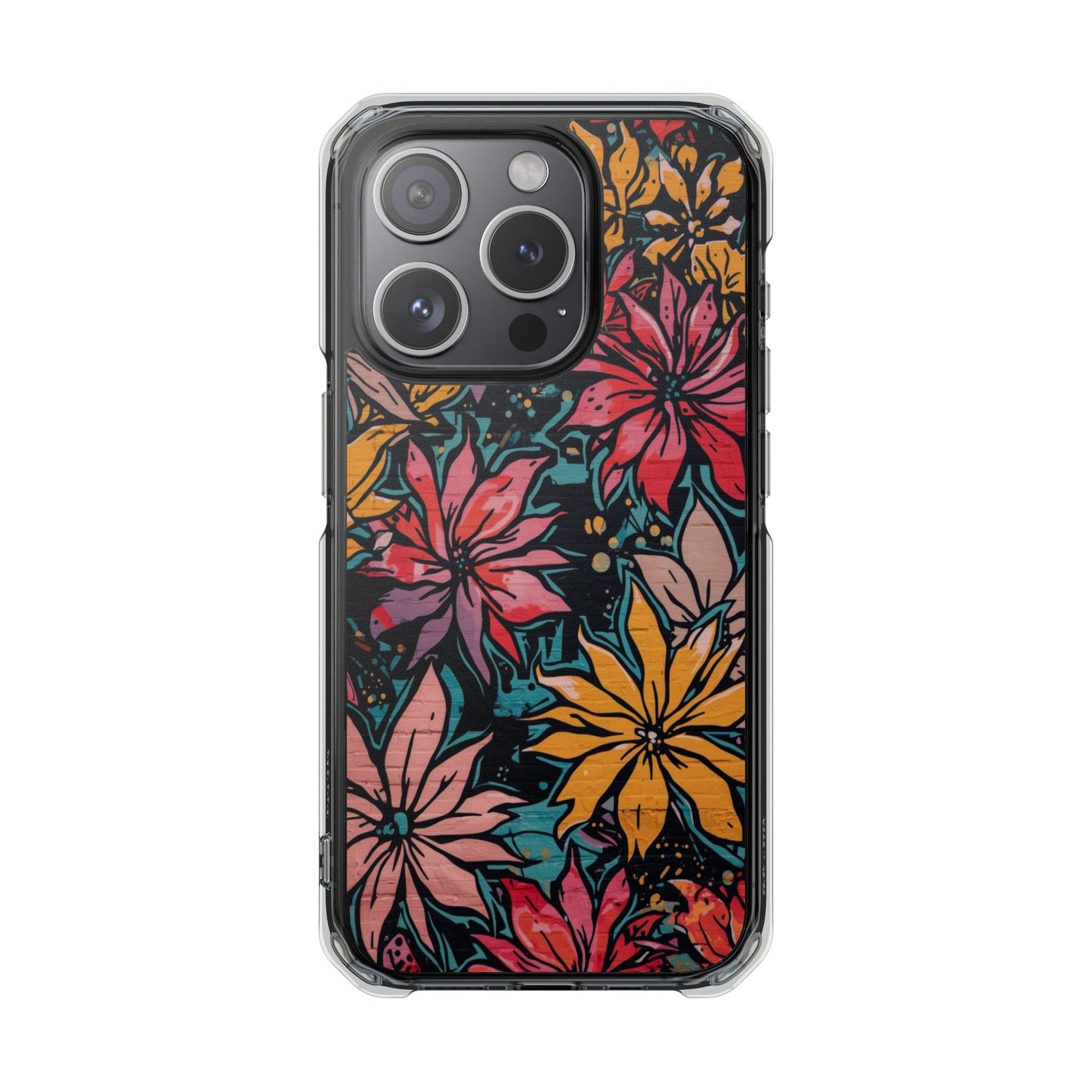 Clear Impact Phone Case — Vibrant Floral Poinsettia Design (Magnetic)