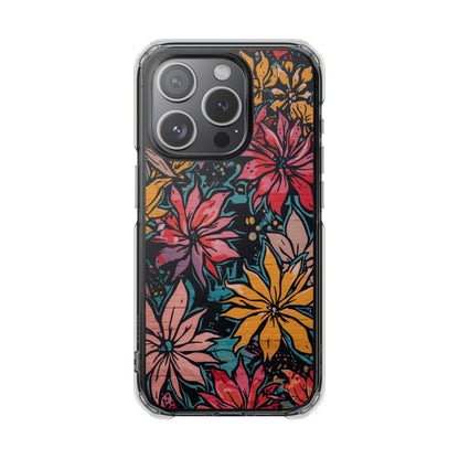 Clear Impact Phone Case — Vibrant Floral Poinsettia Design (Magnetic)