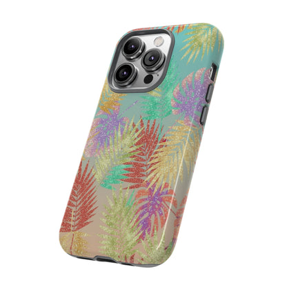 Tropical Palm Leaf Tough Phone Case – Colorful Pastel Botanical Protection