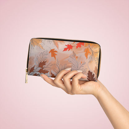 Women's  Autumnal Leaf Wallet – Vegan Foliage Zipper Wallet