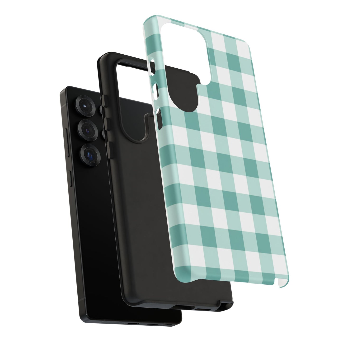 Mint Green Buffalo Check Tough Phone Case — Durable Plaid Protective Cover