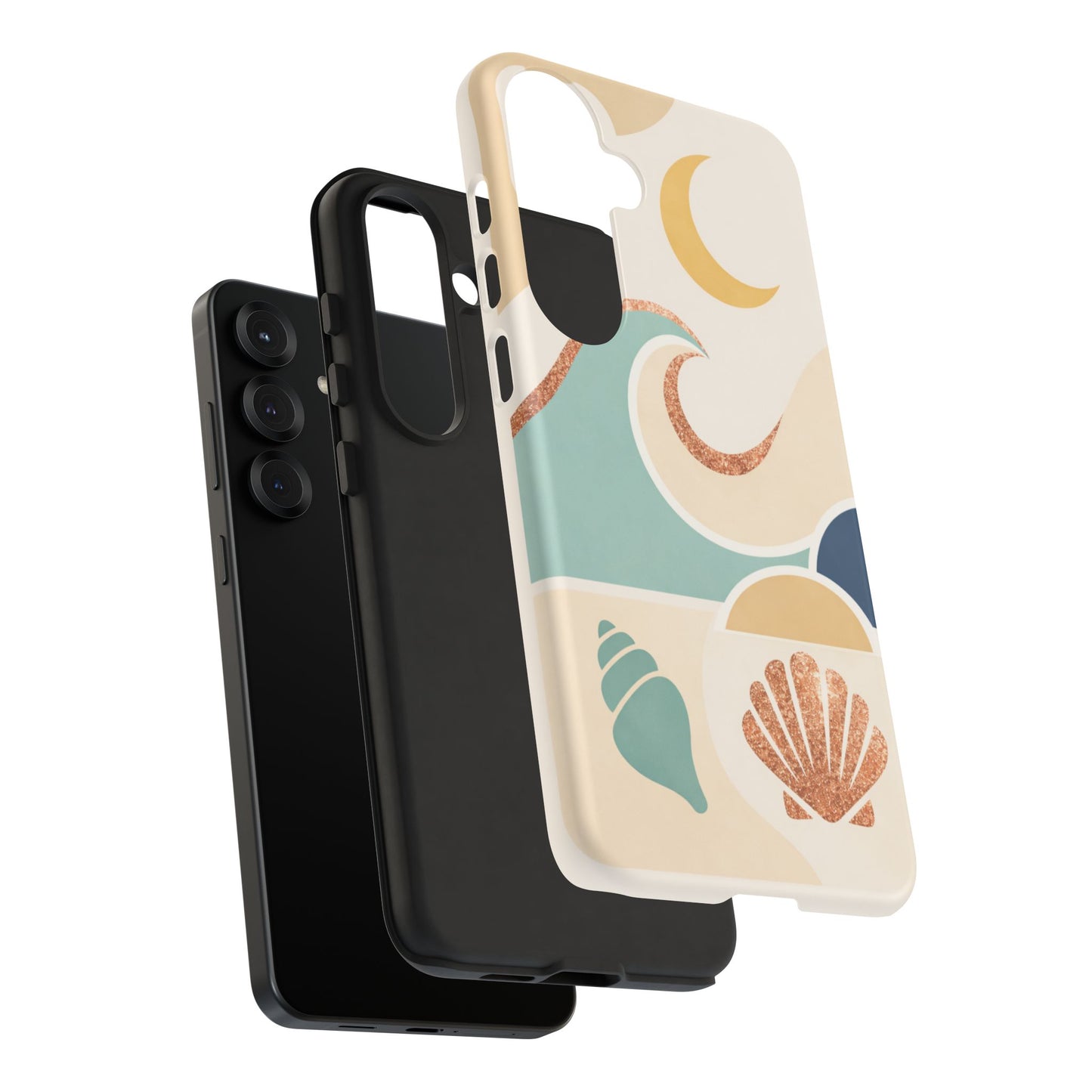Sea Breeze Tough Phone Case — Retro Waves & Shells Design