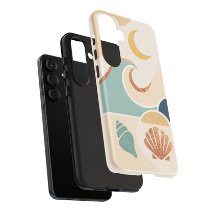 Sea Breeze Tough Phone Case — Retro Waves & Shells Design