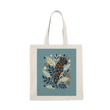 Leopard Cat Tote Bag with Floral Design, Eco-Friendly Shopping Bag, Gift for Nature Lovers, Reusable Tote, Boho Chic Bag
