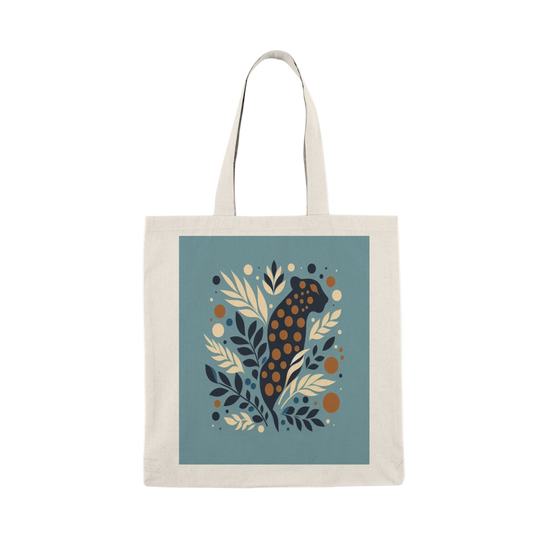 Leopard Cat Tote Bag with Floral Design, Eco-Friendly Shopping Bag, Gift for Nature Lovers, Reusable Tote, Boho Chic Bag