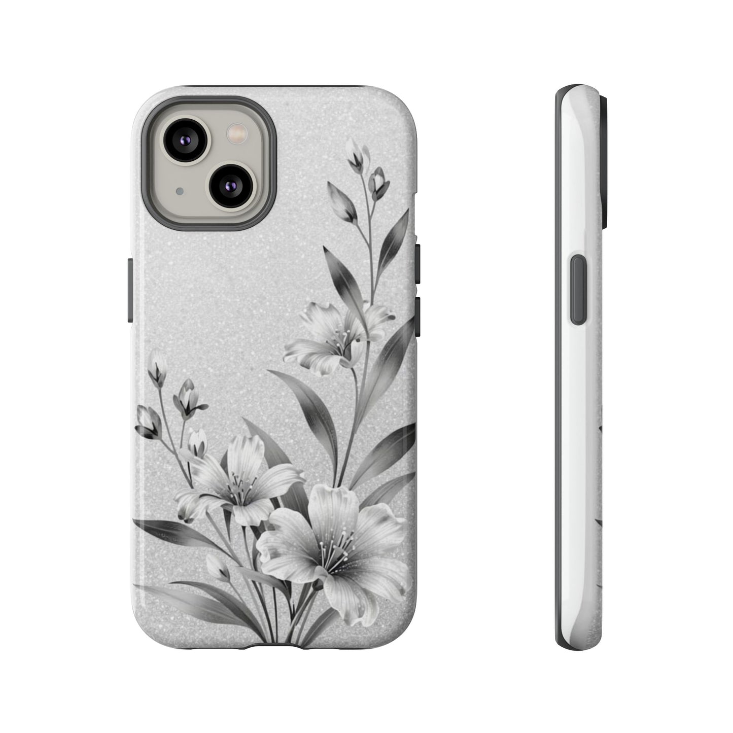 Floral Monochrome Phone Case — Elegant Black & White Lily Design