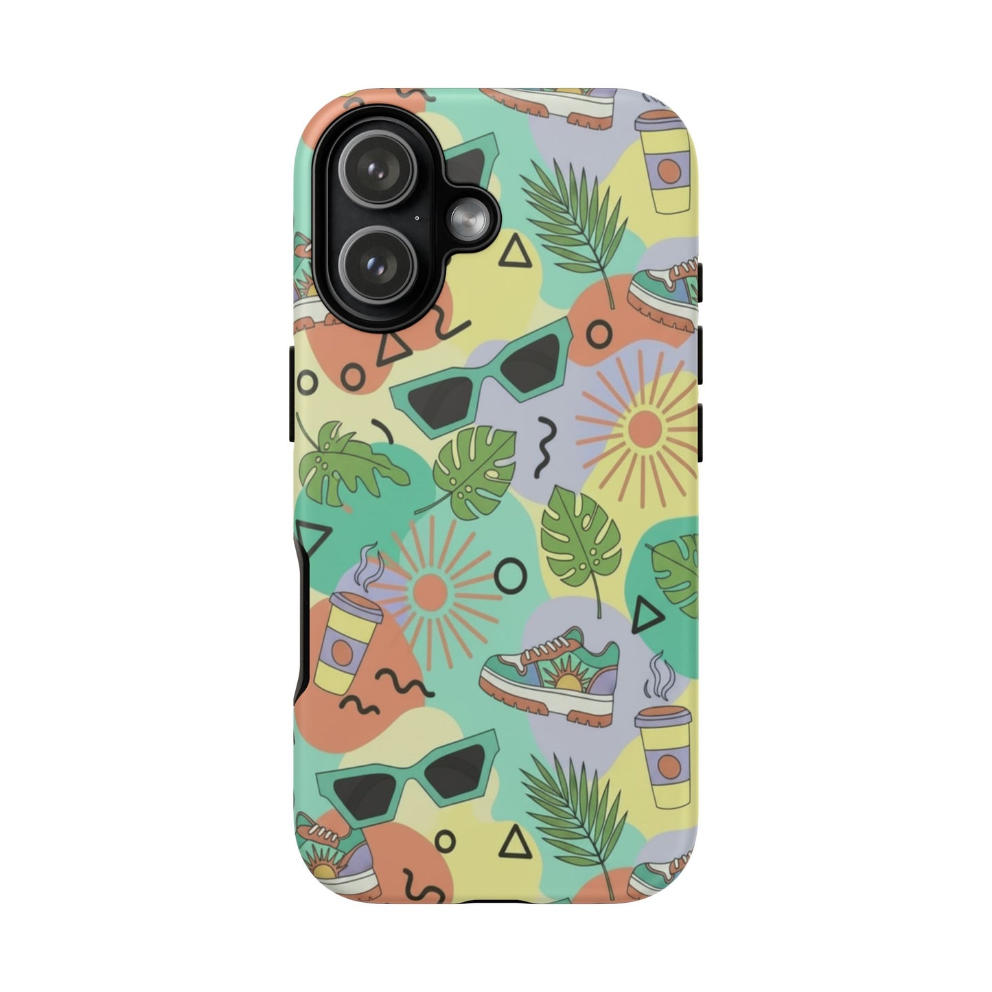 Tropical Summer Phone Case — Retro Sunglasses, Sneakers & Palm Pattern