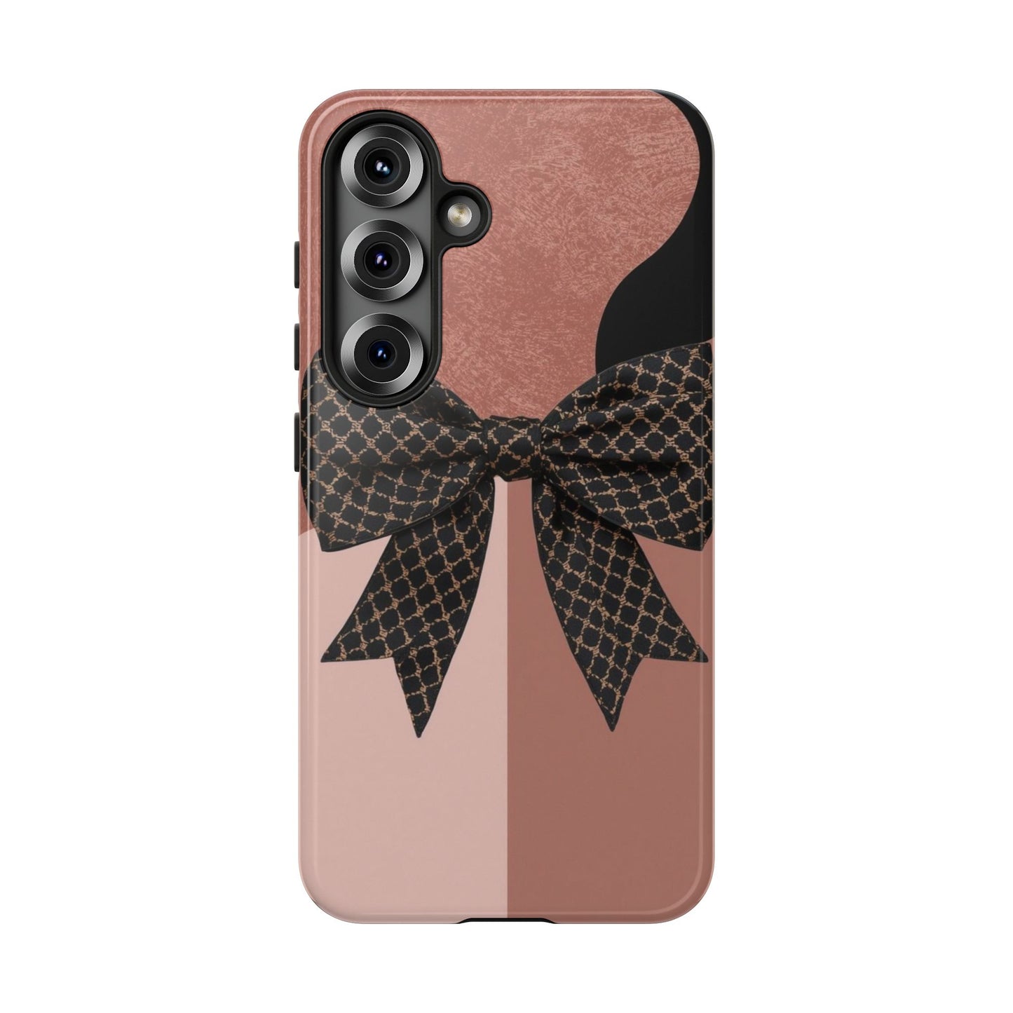 Bow Stripe Tough Phone Case – Pink Mauve Protective Cover