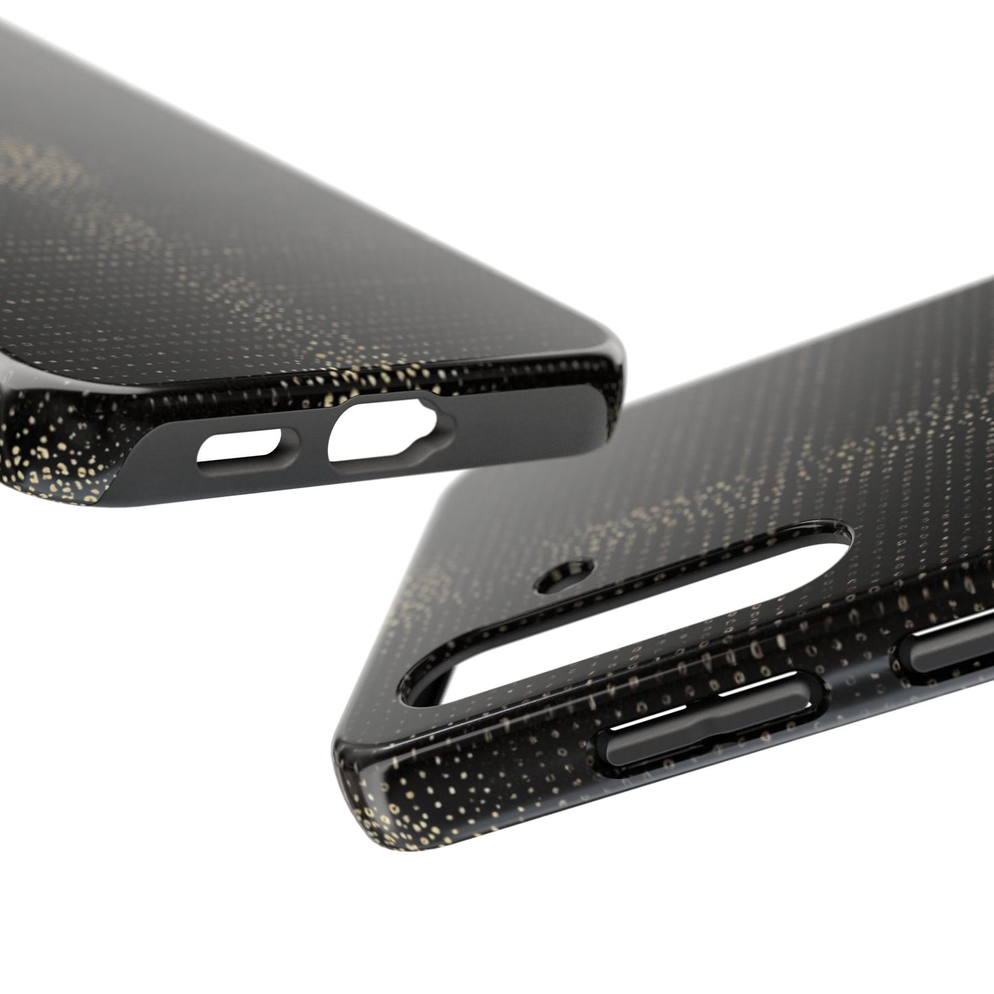 Tough Phone Case — Black Textured Metallic Dot Shield