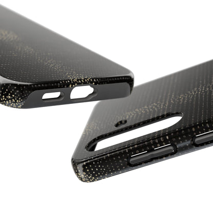 Tough Phone Case — Black Textured Metallic Dot Shield