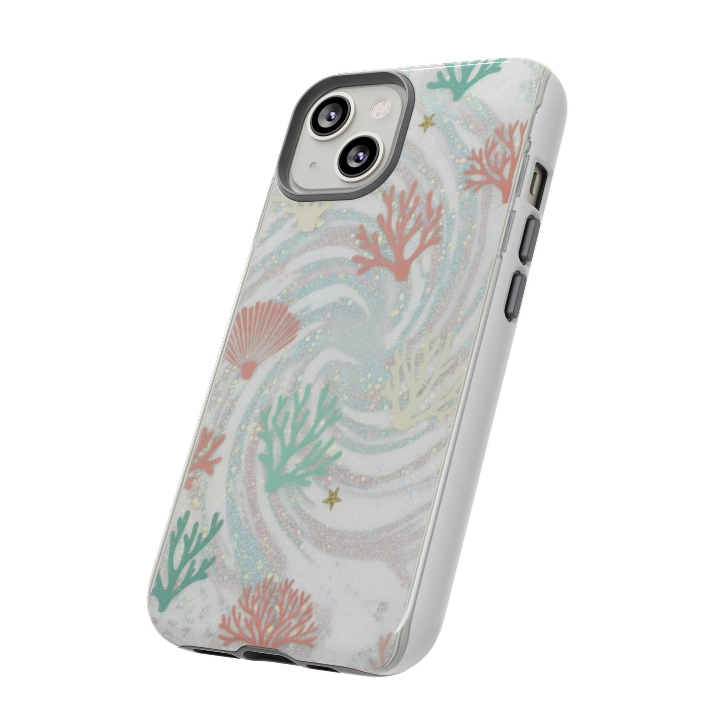 Seafoam Coral Tough Phone Case - Pastel Ocean Wave Design