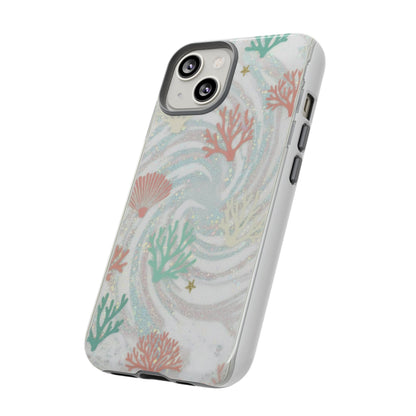 Seafoam Coral Tough Phone Case - Pastel Ocean Wave Design
