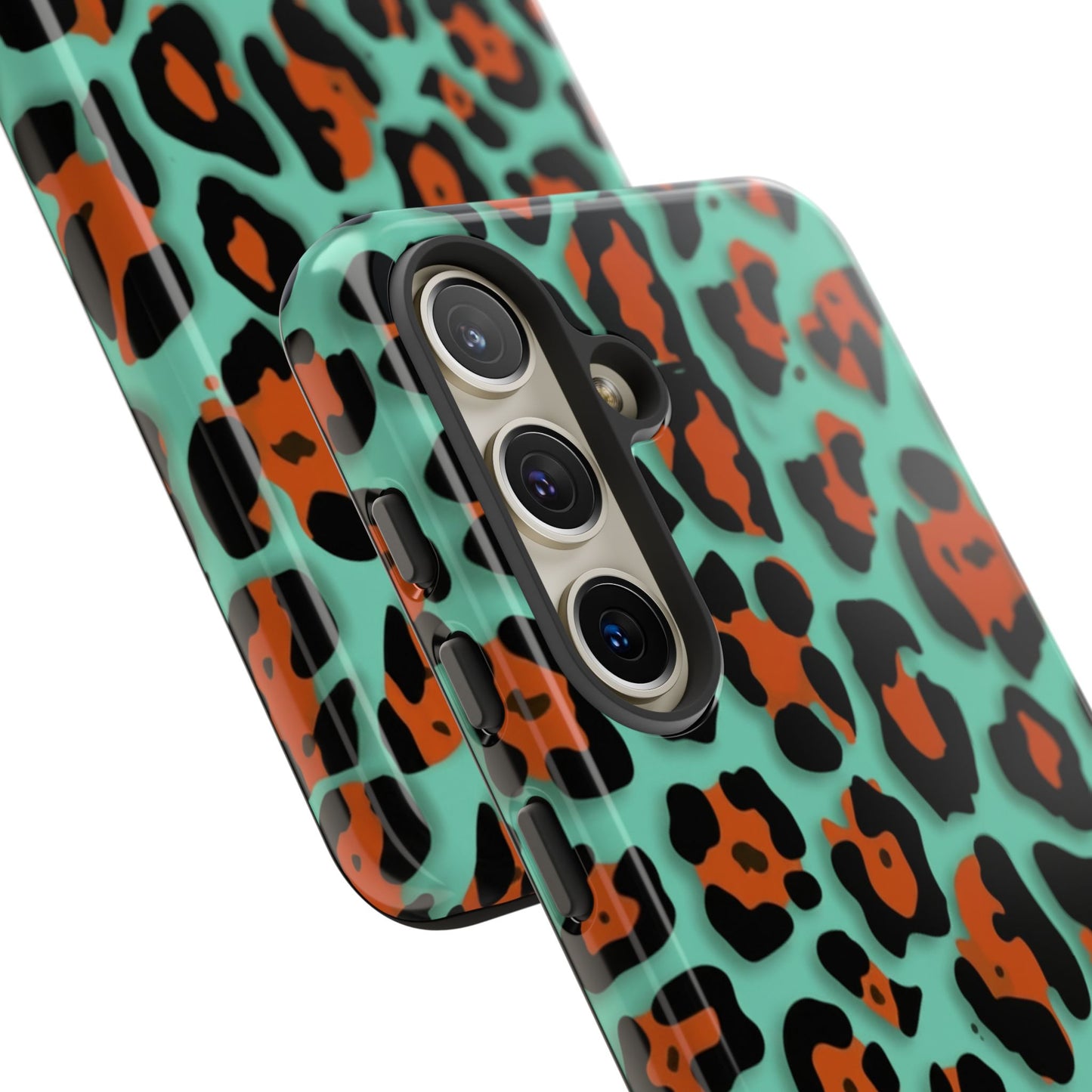 Teal & Rust Leopard Phone Case — Tough Protective Animal Print