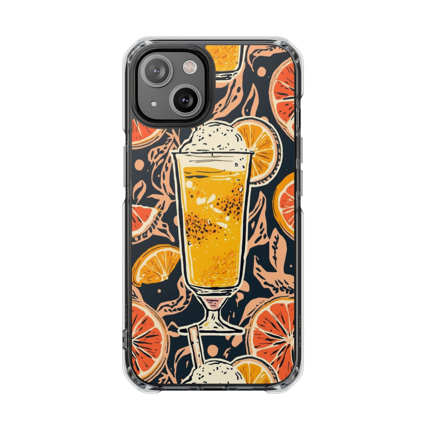 Clear Magnetic Phone Case — Citrus Beer Glass Design