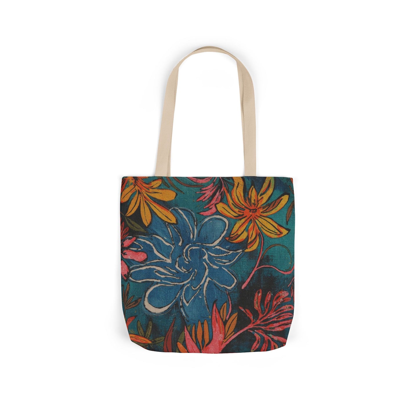 Floral Canvas Tote Bag — Vibrant Flower Print