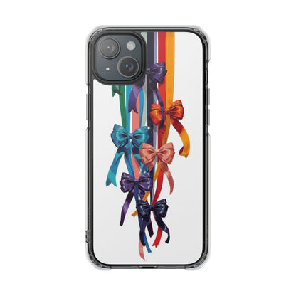 Clear Magnetic Phone Case — Colorful Ribbon Bows Design