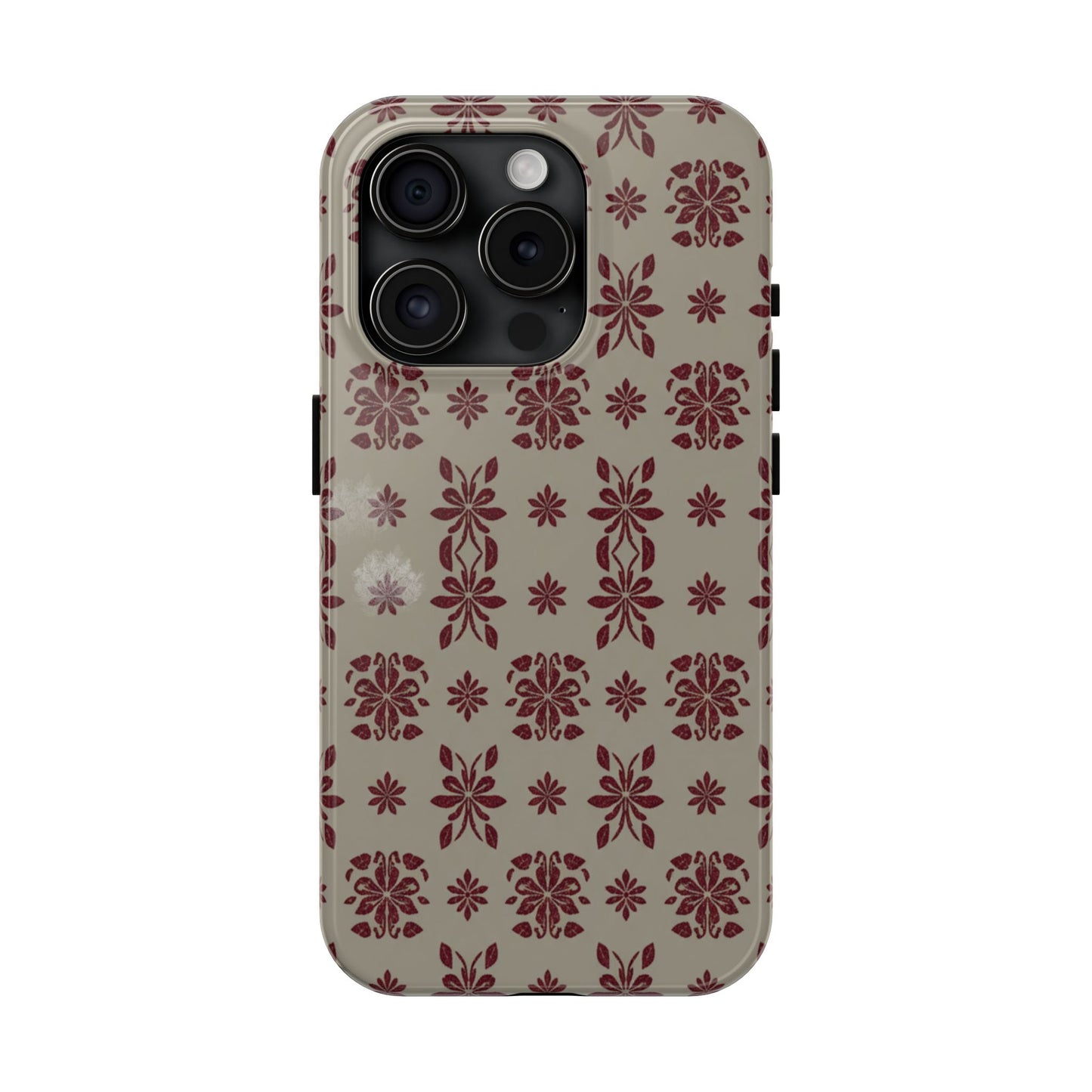 Tough Phone Case — Vintage Red Floral Pattern Protective Cover