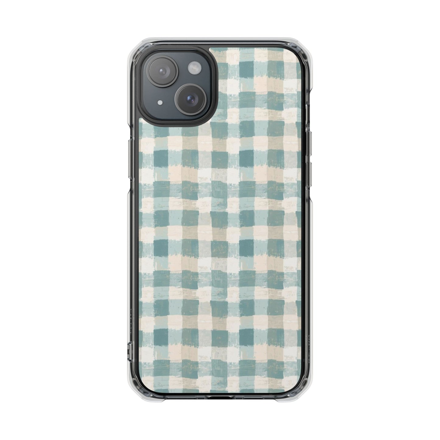 Clear Magnetic Impact Phone Case — Blue Green Gingham Plaid