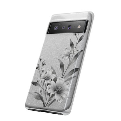 Floral Monochrome Phone Case — Elegant Black & White Lily Design