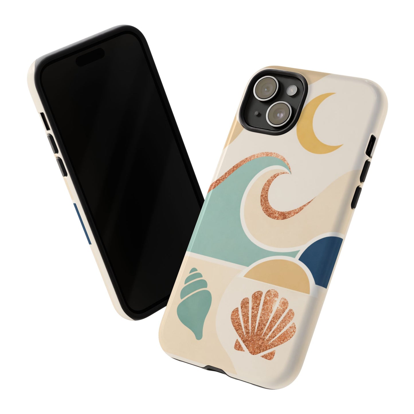 Sea Breeze Tough Phone Case — Retro Waves & Shells Design