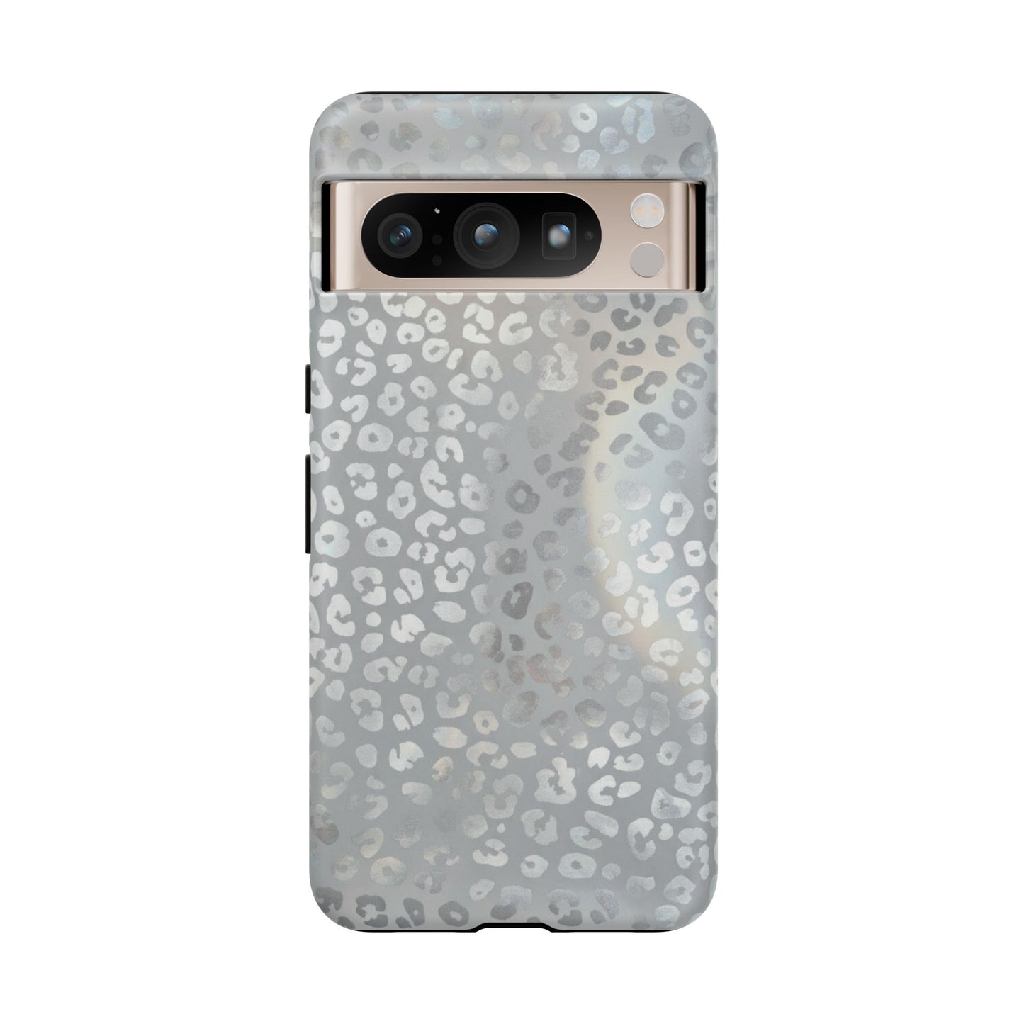 Grey Leopard Print Tough Phone Case — Durable Protective iPhone Cover